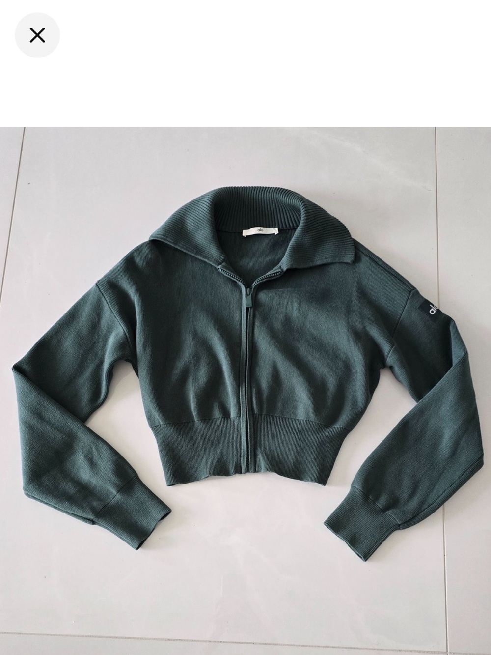 ALO Yoga Black Knit Logo Patch Top